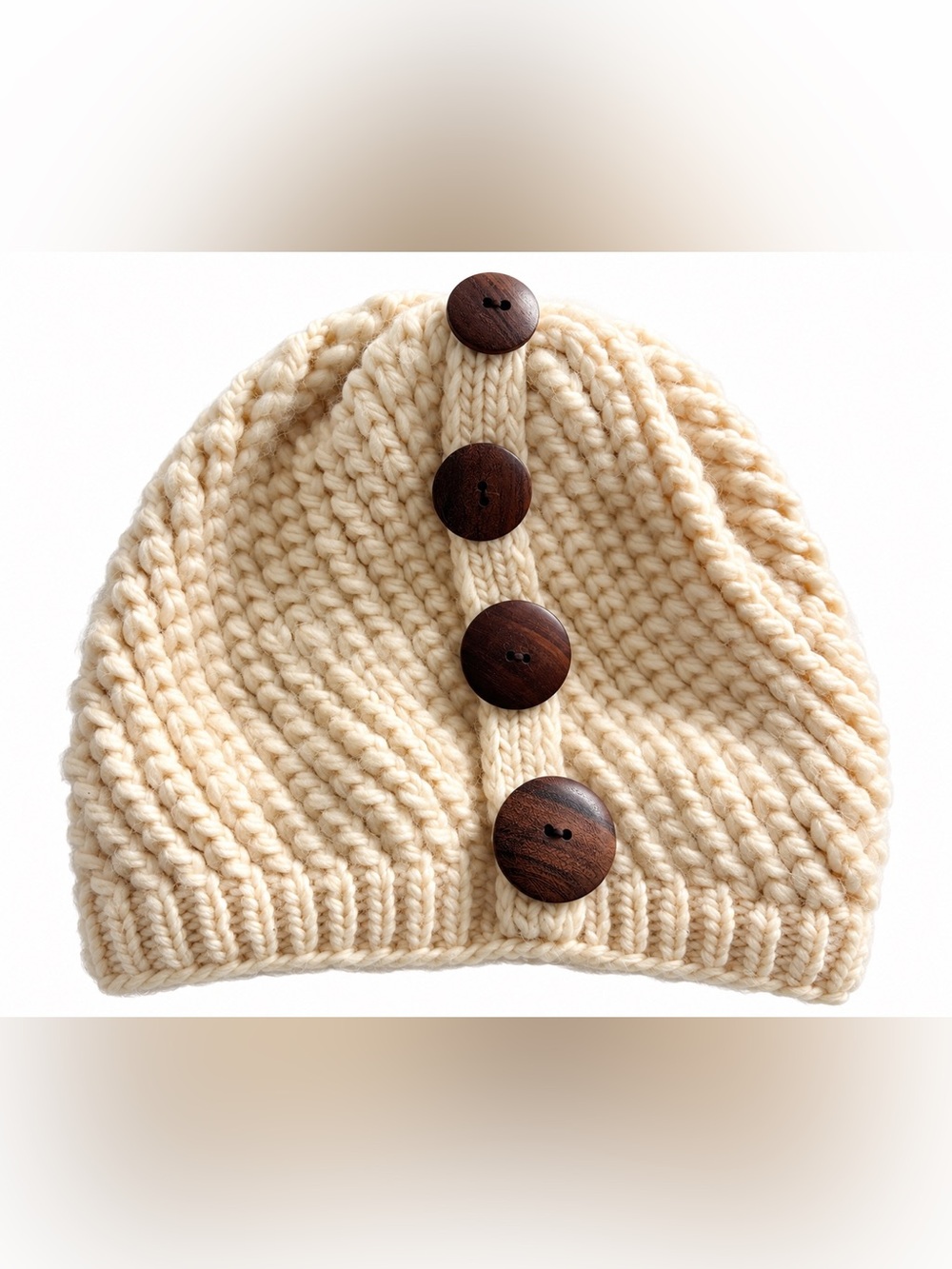 Nirvanna Designs Merino Wool Hand Knit Button Beanie